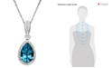 Macy's Blue Topaz (3 ct. t.w.) and Diamond (1/10 ct. t.w.) Teardrop Pear Pendant Necklace in 14k White Gold  (Also in Mystic Topaz)